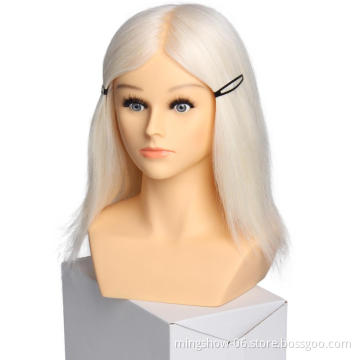 Fast delivery no MOQ 100% real hair PVC mannequin head smile with shoulder